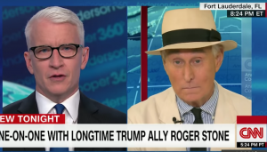 Foto: Anderson Cooper interviewt Roger Stone, Screenshot van CNN, via Youtube.com.